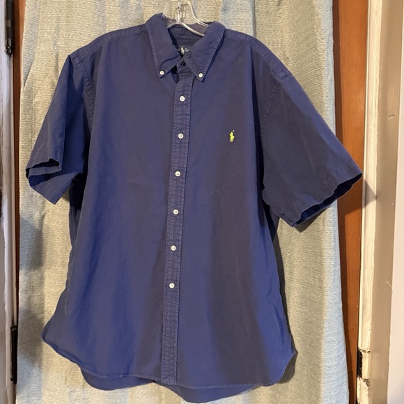 Ralph Lauren Shirt Mens XL Blue Classic Fit Short Sleeve Button Down Pony - Picture 2 of 6